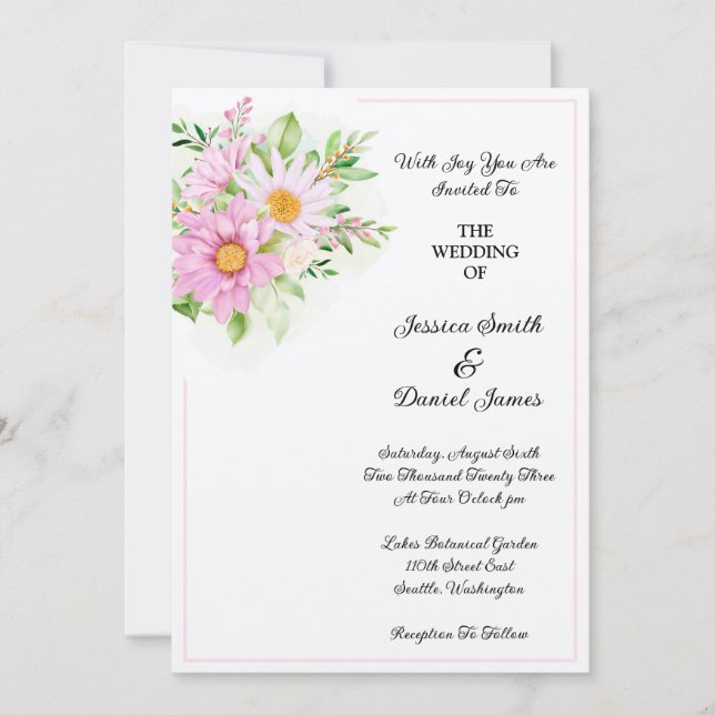 Faire-part de mariage floral (Devant)