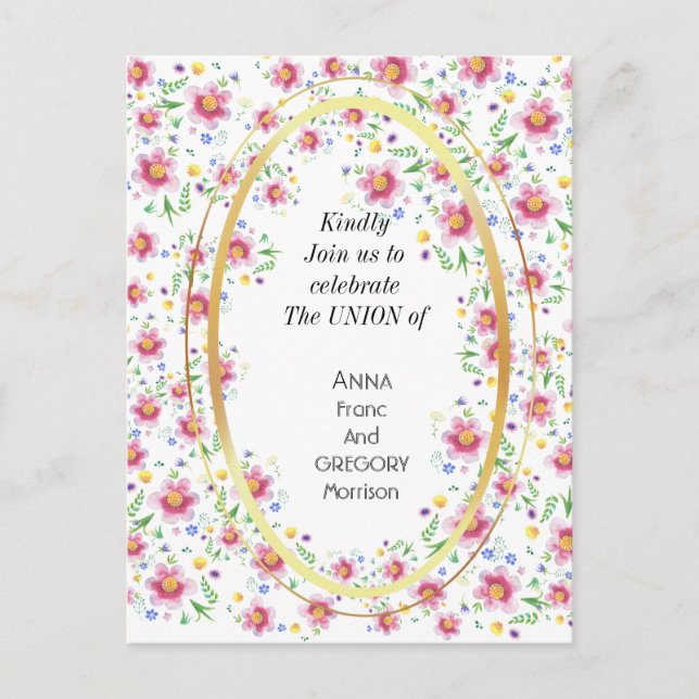 Faire-part de mariage floral (Devant)