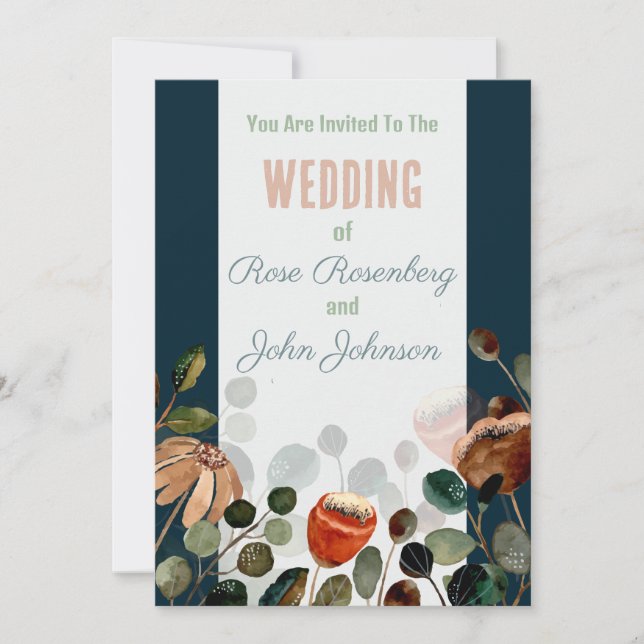 Faire-part de mariage floral (Devant)