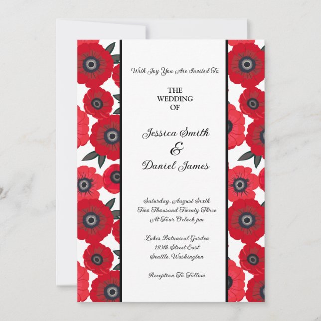 Faire-part de mariage floral (Devant)