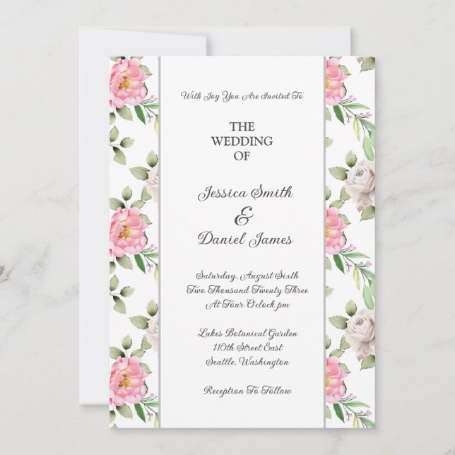 Faire-part de mariage floral (Devant)