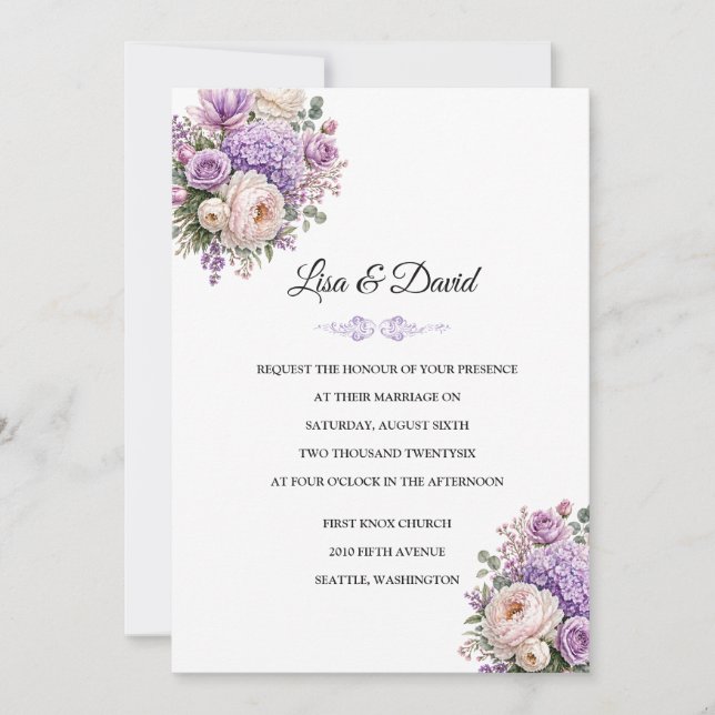 Faire-part de mariage floral (Devant)