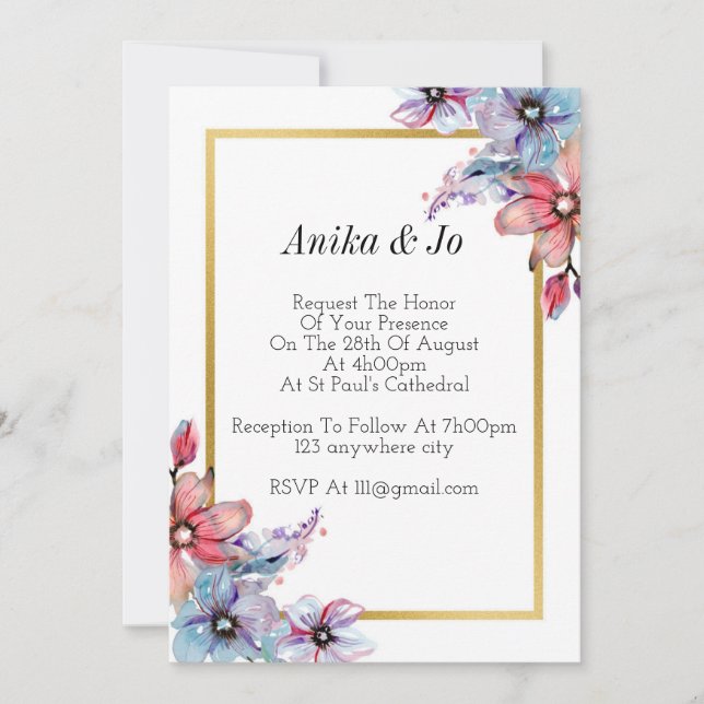 faire-part de mariage, floral (Devant)