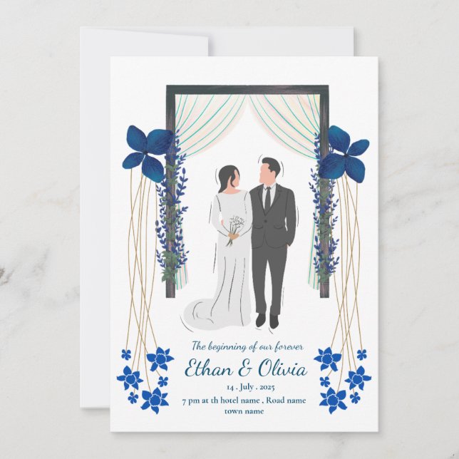 Faire-part de mariage floral (Devant)