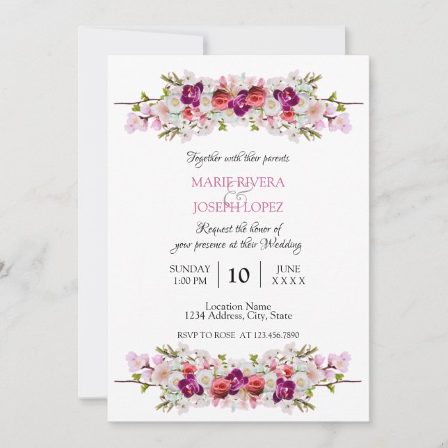 Faire-part de mariage - Floral01 (Devant)