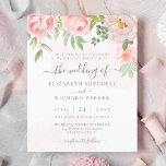 Faire-part de mariage floral à aquarelle budgétair<br><div class="desc">Un élégant faire-part de mariage floral avec des pivoines d'aquarelle rose vif et des roses avec une calligraphie manuscrite moderne. Ce magnifique design est parfait pour les mariages de printemps et d'été avec un thème romantique ou vintage.</div>
