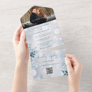 Faire-part de mariage Floral à code QR pour photo