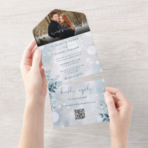 Faire-part de mariage Floral à code QR pour photo
