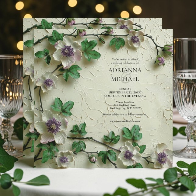 Faire-part de mariage floral à feuillage printanie (Créateur téléchargé)