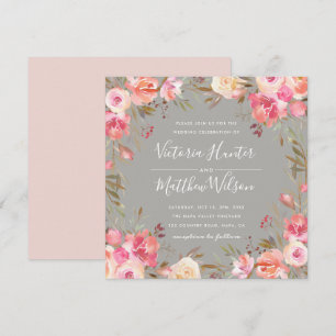 Faire-part de mariage floral à fleurs blanches   G