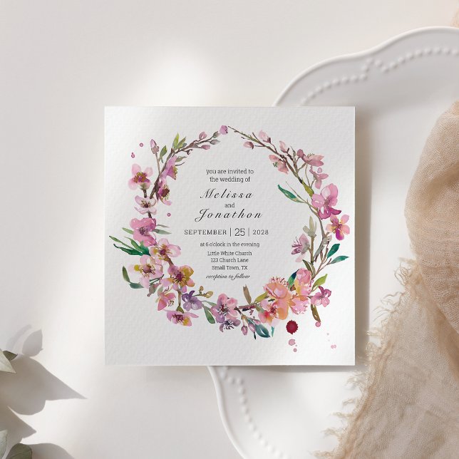Faire-part de mariage floral à fleurs de cerisier  (Créateur téléchargé)