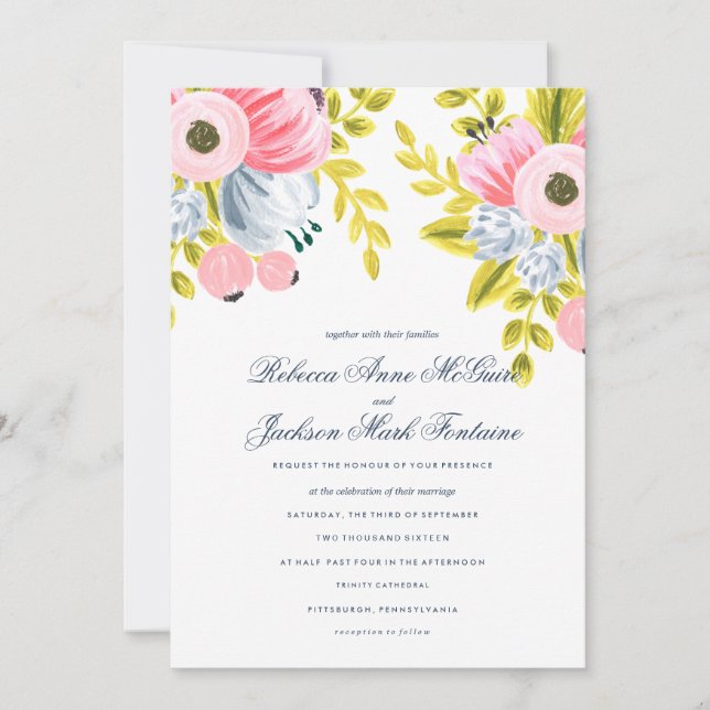 Faire-part de mariage floral à fleurs printanières (Devant)