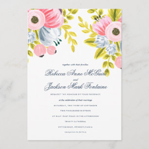 Faire-part de mariage floral à fleurs printanières