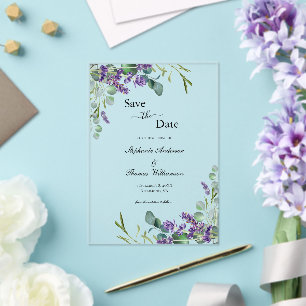 Faire-part de mariage floral à la lavande et à l'e