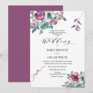 Faire-part de mariage floral à la menthe et à la m
