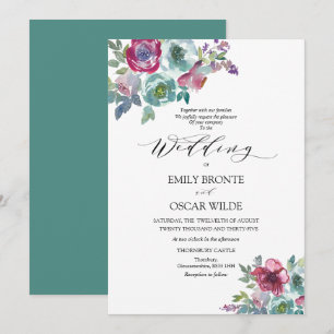 Faire-part de mariage floral à la menthe et à la m