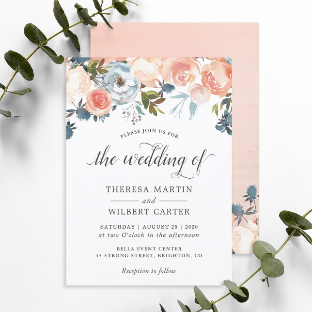 Faire-part de mariage Floral à la Pêche d'Automne (Créateur téléchargé)