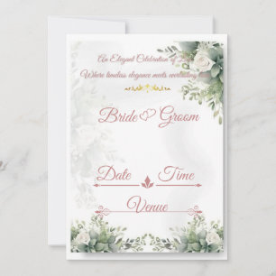 Faire-part de mariage floral à la sauge rose pouss