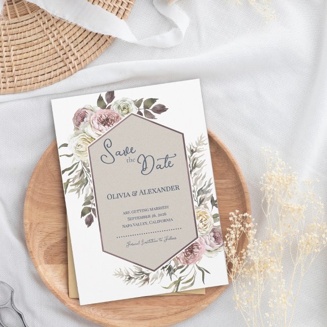 Faire-part de mariage floral à l'aquarelle avec ar (Watercolor Floral Arch Save the Date Garden Wedding Save The Date Botanical Wedding Announcement )