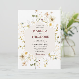 Faire-part de mariage floral à l'aquarelle élégant