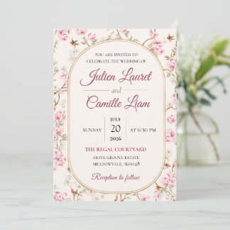 Faire-part de mariage floral à l'aquarelle élégant