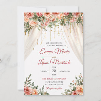 Faire-part de mariage floral à l'aquarelle élégant