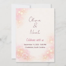 Faire-part de mariage floral à l'aquarelle rose rê