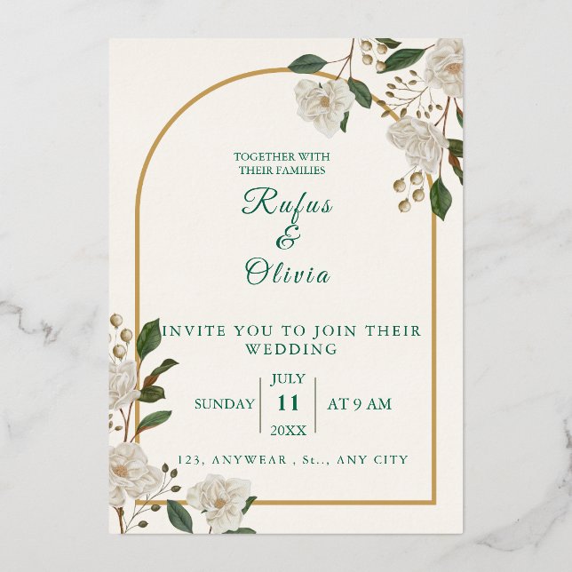 Faire-part de mariage floral à l'Arche élégante |  (Recto)