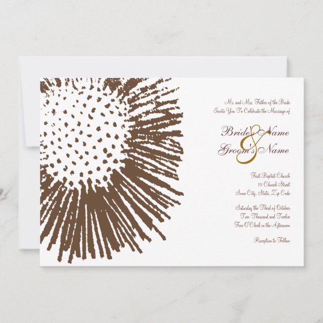Faire-part de mariage floral Abstrait Brown et bla (Devant)