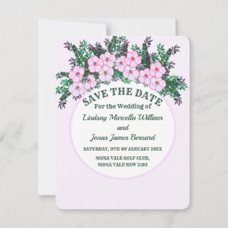 Faire-part de mariage floral Anémone rose