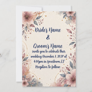 Faire-part de mariage floral aquarelle