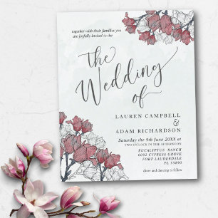 Faire-part de mariage floral aquarelle à petit bud