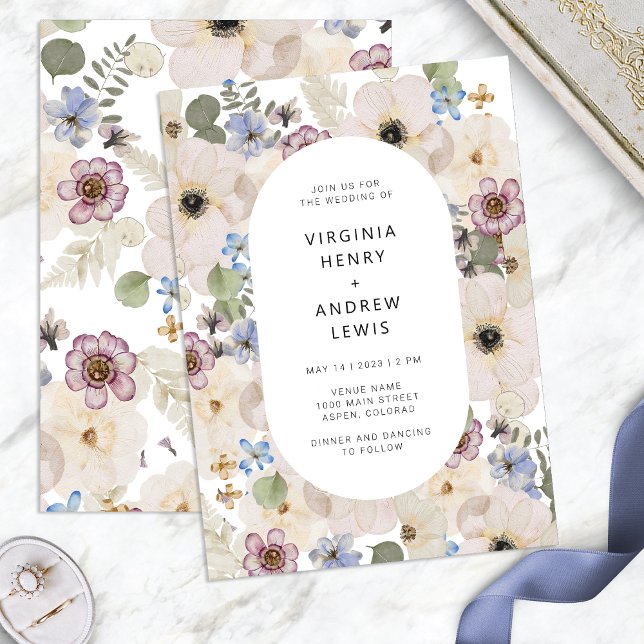 Faire-part de mariage floral aquarelle Boho Modern (Modern Boho Watercolor Floral Wedding Invitation by Painted Paperie
)