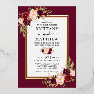 Faire-part de mariage floral aquarelle burgundy 2