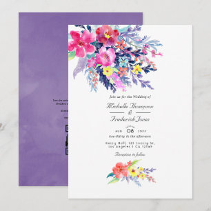 Faire-part de mariage floral aquarelle couleur ave