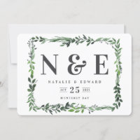 faire-part de mariage floral aquarelle feuillu