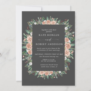 faire-part de mariage floral aquarelle hivernal