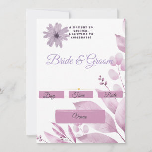 Faire-part de mariage floral aquarelle lilas Une