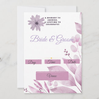 Faire-part de mariage floral aquarelle lilas | Une