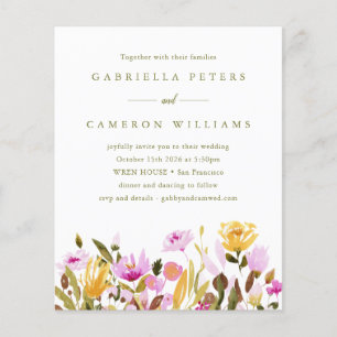 Faire-part de mariage floral aquarelle rose budget