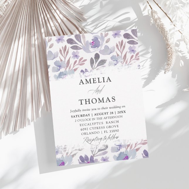 Faire-part de mariage floral aquarelle rustique (Créateur téléchargé)