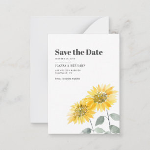 Faire-part de mariage floral aquarelle tournesol