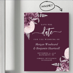 Faire-part de mariage floral argent mauve