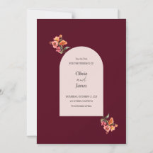 Faire-part de mariage floral arqué en Bourgogne