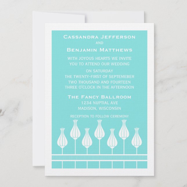 Faire-part de mariage floral Art déco (Devant)