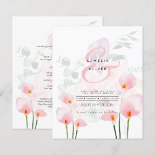 Faire-part de mariage floral au lys calla rose Lea