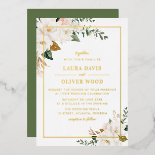 Faire-part de mariage floral au magnolia blanc ave