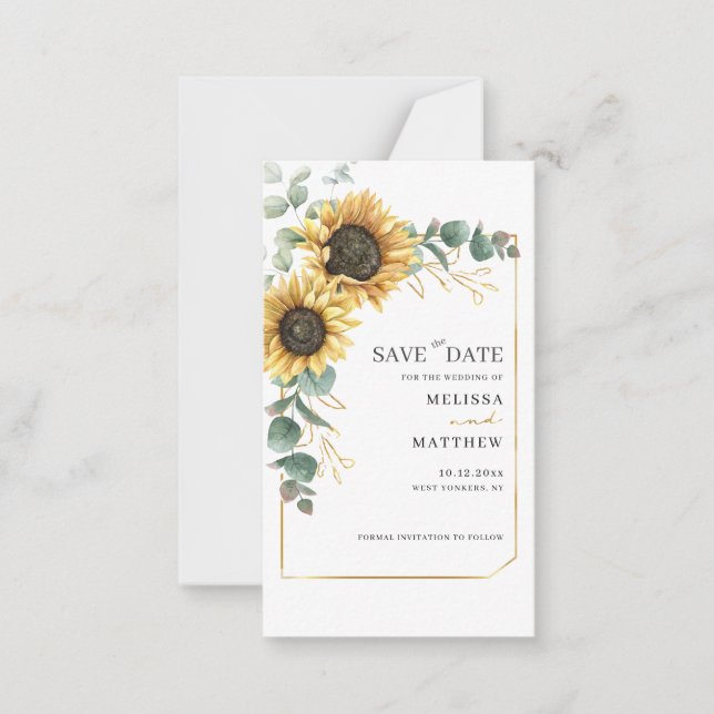 Faire-part de mariage floral au tournesol (Devant)
