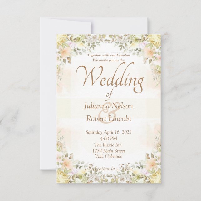 Faire-part de mariage Floral Automnal (Devant)