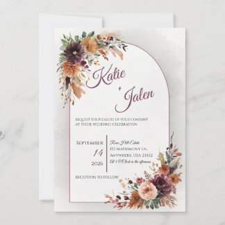Faire-part de mariage floral automnal Moody